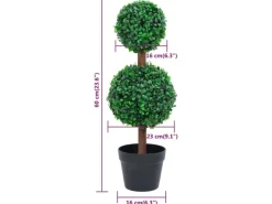 vidaXL Künstlicher Buchsbaum mit Topf Kugelform Grün 60 cm