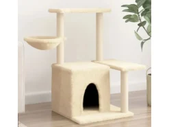 Katzenbedarf^vidaXL Kratzbaum mit Sisal-KratzSäulen Creme 83 cm Modell 3
