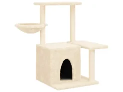 Katzenbedarf^vidaXL Kratzbaum mit Sisal-KratzSäulen Creme 83 cm Modell 3