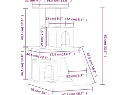 Katzenbedarf^vidaXL Kratzbaum mit Sisal-KratzSäulen Creme 82 cm Modell 3