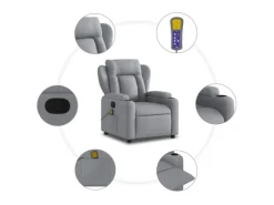 Sessel^vidaXL Massagesessel Hellgrau Stoff Modell 5