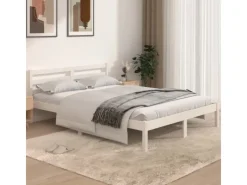 Betten^vidaXL Massivholzbett Kiefer 140x190 cm Weiß1136550