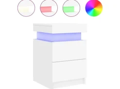 vidaXL Nachttische mit LED-Leuchten 2 Stk Weiß 35x39x55 cm