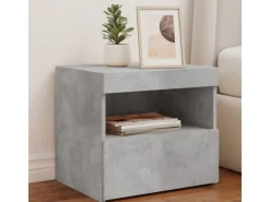 vidaXL Nachttische mit LED-Leuchten 2 Stk Betongrau 50x40x45 cm