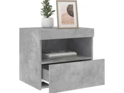 vidaXL Nachttische mit LED-Leuchten 2 Stk Betongrau 50x40x45 cm
