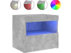 vidaXL Nachttische mit LED-Leuchten 2 Stk Betongrau 50x40x45 cm