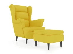 Hocker^vidaXL Ohrensessel mit Hocker Senfgelb Samt