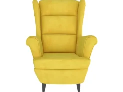 Hocker^vidaXL Ohrensessel mit Hocker Senfgelb Samt