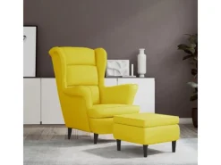 Hocker^vidaXL Ohrensessel mit Hocker Senfgelb Samt