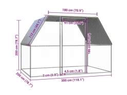 vidaXL Outdoor-Hühnerkäfig 3x2x2 m Verzinkter Stahl