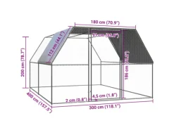 vidaXL Outdoor-Hühnerkäfig 3x4x2 m Verzinkter Stahl Modell 2
