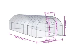 Kleintierbedarf^vidaXL Outdoor-Hühnerstall 3x8x2 m Verzinkter Stahl Modell 1