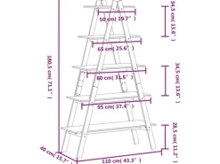 Bücherregale^vidaXL Regal mit 5 Böden A-Form 110x40x180,5 cm Massivholz Kiefer