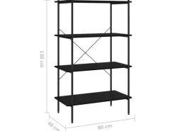 Holzregale|Büroregale^vidaXL Regal mit 4 Böden Schwarz 80x40x130 cm