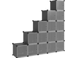 Regale Schwarz^vidaXL Regalsystem mit 15 Würfeln und Türen Schwarz PP 340554