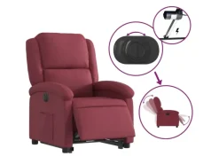 Sessel^vidaXL Relaxsessel mit Aufstehhilfe Elektrisch Weißrot Stoff Modell 7