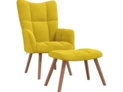 Sessel^vidaXL Relaxsessel mit Hocker Senfgelb Samt Modell 6