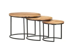 Regale Massivholz|Tische^vidaXL Satztische 3 Stk. Massivholz Akazie Modell 1