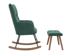 Hocker^vidaXL Schaukelstuhl mit Hocker Samt Dunkelgrün