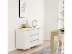 Kommode^vidaXL Sideboard 3 Schubladen Hochglanz-Weiß 120x41x75cm Holzwerkstoff 809617