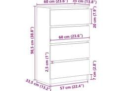 Sideboards^vidaXL Sideboard Hochglanz-Weiß 60x35x98,5 cm Holzwerkstoff 800537
