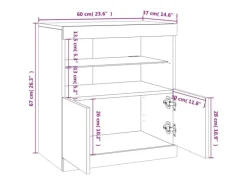 vidaXL Sideboard mit LED-Leuchten Räuchereiche 60x37x67 cm 836655