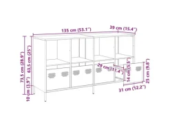 vidaXL Sideboard Senf 135x39x73,5 cm Kaltgewalzter Stahl 3307164