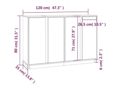 vidaXL Sideboard 120x35x80 cm Massivholz Kiefer 814494