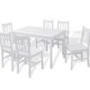vidaXL Siebenteiliges Esstisch-Set Pinienholz Weiß