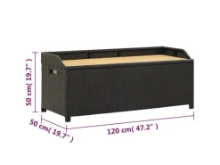 Sitzbänke^vidaXL Sitzbank mit Stauraum 120 cm Poly Rattan Schwarz