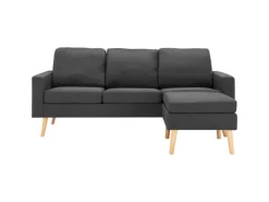 vidaXL 3-Sitzer-Sofa mit Hocker Dunkelgrau Stoff