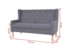 vidaXL 2-Sitzer-Sofa Stoff Grau