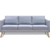 vidaXL Sofa 3-Sitzer Stoff Hellgrau
