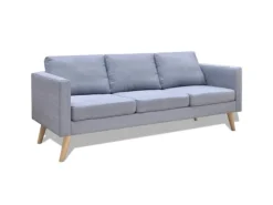 vidaXL Sofa 3-Sitzer Stoff Hellgrau