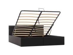 Betten^vidaXL Stauraumbett Hydraulisch mit LED Schwarz Kunstleder 160x200 cm619306