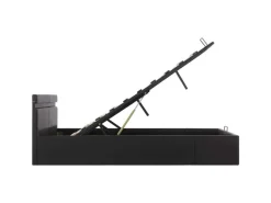 Betten^vidaXL Stauraumbett Hydraulisch mit LED Schwarz Kunstleder 160x200 cm619306