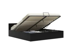 Betten^vidaXL Stauraumbett Hydraulisch mit LED Schwarz Kunstleder 160x200 cm619306