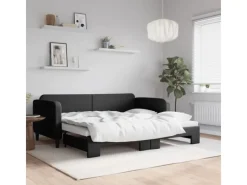 Betten^vidaXL Tagesbett Ausziehbar Schwarz 90x200 cm Stoff1898346