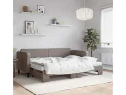 Betten^vidaXL Tagesbett Ausziehbar mit Matratzen Taupe 80x200 cm Stoff1897449
