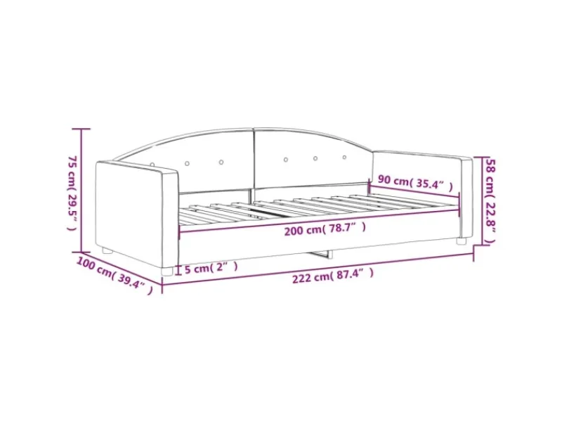 vidaXL Tagesbett Hellgrau 90x200 cm Samt1851818