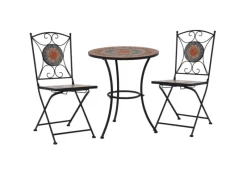 vidaXL 3-Tlg Bistro-Set Mosaik Keramik Orange Grau 279691