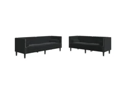 vidaXL 2-Tlg Chesterfield-Sofa-Set mit Nackenrollen Schwarz Samt 2144864