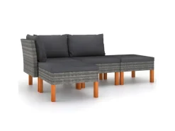vidaXL 4-tlg Garten-Lounge-Set mit Kissen Poly Rattan Grau Modell 1