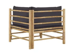 vidaXL 2-tlg Garten-Lounge-Set mit Dunkelgrauen Kissen Bambus Modell 1