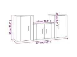 vidaXL 3-tlg. TV-Schrank-Set Braun Eichen-Optik Holzwerkstoff 1