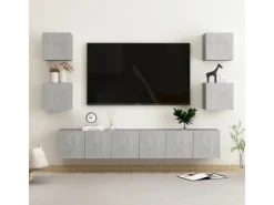 vidaXL 7-tlg. TV-Schrank-Set Betongrau Holzwerkstoff 4