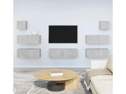 TV-Wände^vidaXL 7-tlg. TV-Schrank-Set Betongrau Holzwerkstoff Modell 12