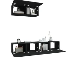 vidaXL 3-tlg. TV-Schrank-Set Schwarz Holzwerkstoff 2