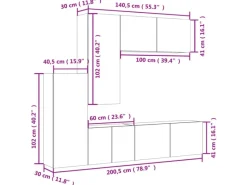 vidaXL 5-Tlg Wohnwand Grau Sonoma Holzwerkstoff 3216494