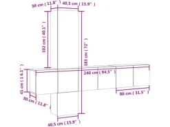 vidaXL 5-Tlg Wohnwand Grau Sonoma Holzwerkstoff 3216462